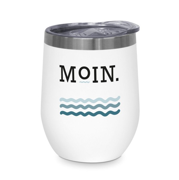 Thermo Mug mit Deckel 'Moin' in Weiß
