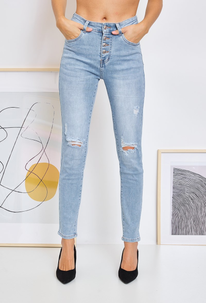 Jeans im Destroyed-Look hellblau JW616 in fünf Größen