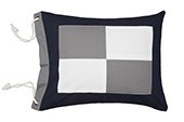 Maritimer Kissenbezug Quadrate 50x60 cm blau/grau/weiß mit Kordeln