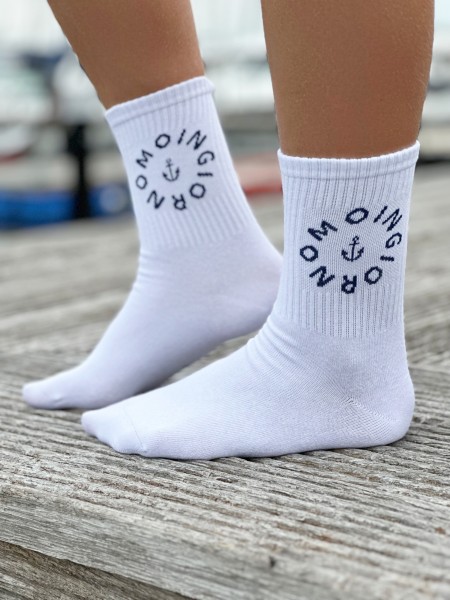 Socken Moingiorno weiß navy in drei Größen