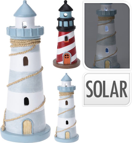 Maritimer Leuchtturm Solar in zwei Farben
