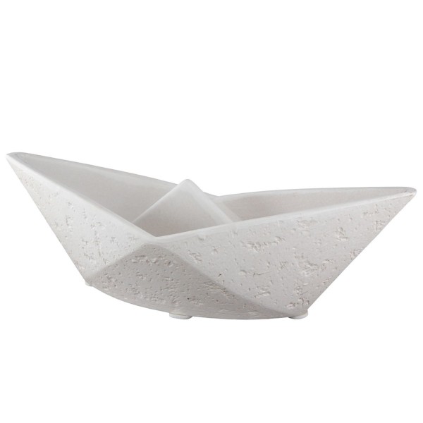 Origami Papierboot aus Keramik - 31 cm matt weiß