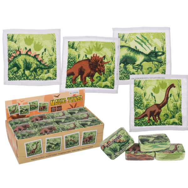 Magisches Handtuch Dinosaurier 30 x 30 cm- in vier Varianten