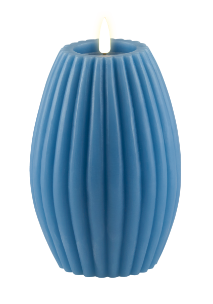 Deluxe Homeart Indoor Kerze, geriffelt, eisblau, 10,0 x 15,0 cm