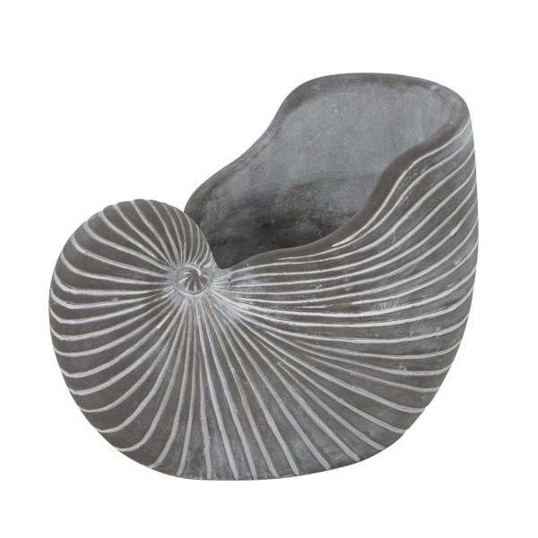 Maritimes Pflanzgefäß Muschel aus Zement in grau, gewischt