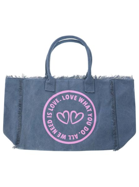 Strandtasche XXL Canvas Bag von Zwillingsherz - Jeansblau -