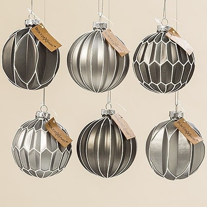 Weihnachtskugel / Tannenbaumkugel Diamond grau 6 Designs