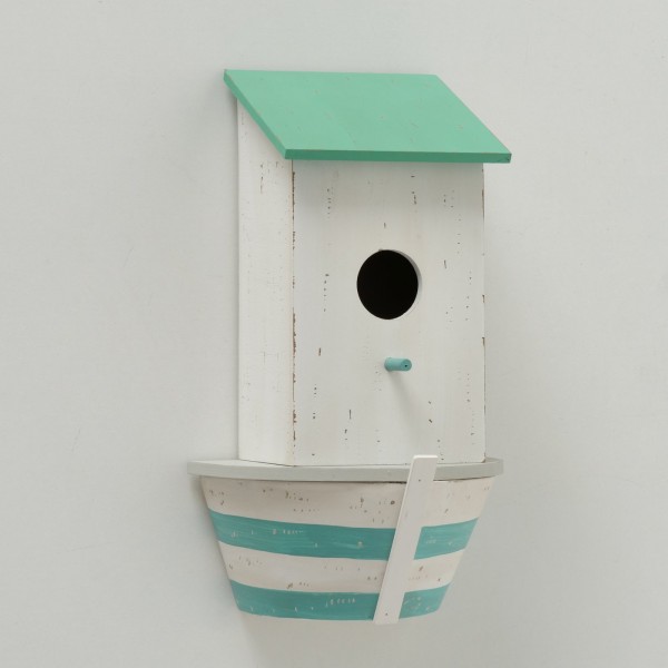 Vogelhaus “Boot”, aus Holz, grün/blau/weiß
