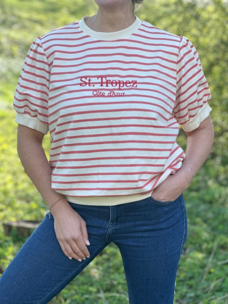 Basic Streifen-Shirt "St. Tropez" - cemeweiß/ apricot