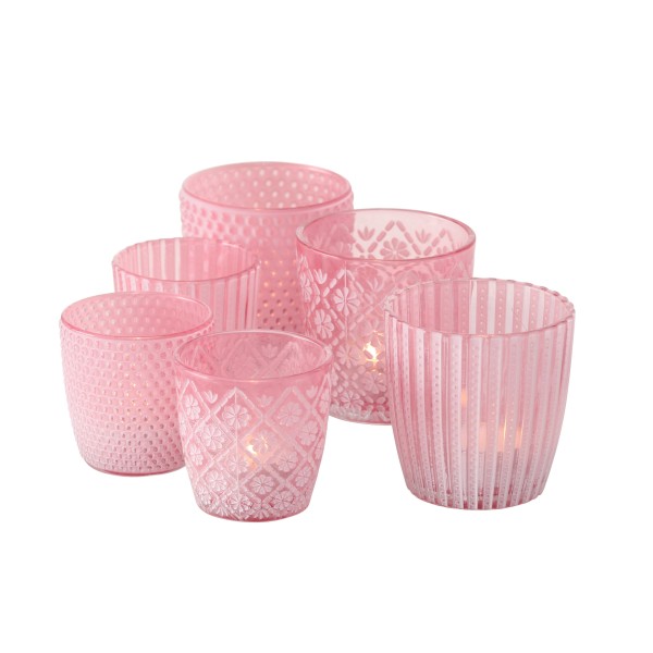 Windlicht-Set Patty pink aus Glas - in drei Ausführungen