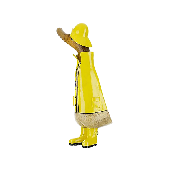 Bambusfigur Ente mit Friesennerz und Gummistiefel in gelb