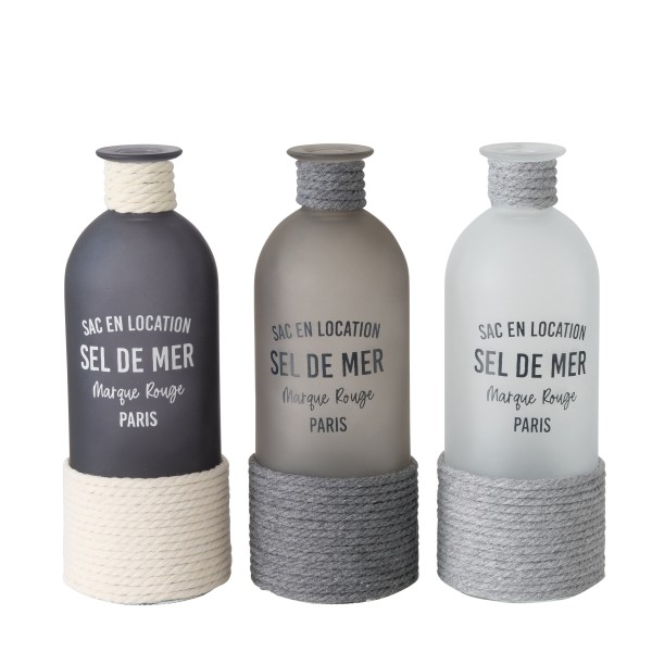 Maritime Vase "SEL DE MER" als Glasflasche - in 3 Farben erhältlich