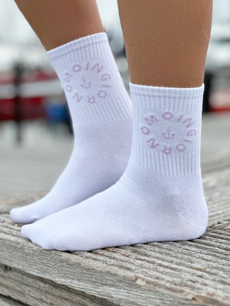 Socken Moingiorno weiß flieder in zwei Größen