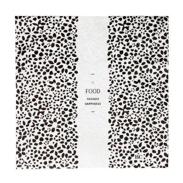 Bastion Collections Serviette Blütenmuster "Food Friends Happiness"