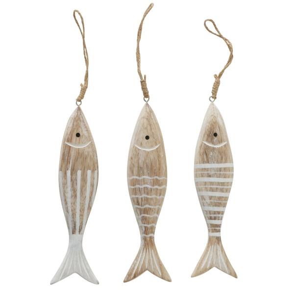 Maritimer Dekohänger aus Holz klein Fisch mit Muster