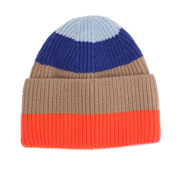 Mütze mit breiten Streifen multicolor - hellblau - dunkelblau - hellbraun - orange