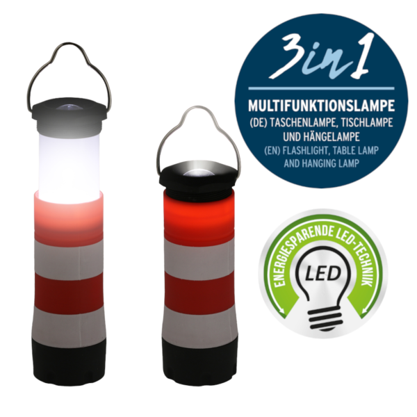 Maritime Taschenlampe Leuchtturm 3in1 Multifunktionslampe