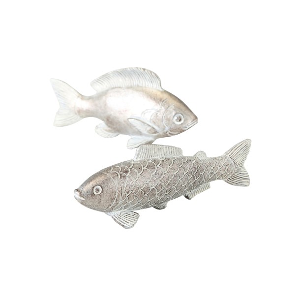 Maritime Figur Fisch aus Kunstharz silber in zwei Varianten