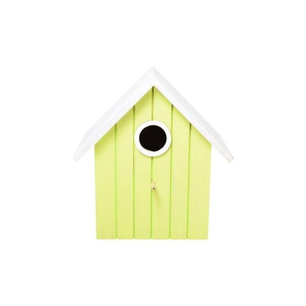 Vogelhaus limegrün Höhe 22,0 cm - mit weißem Dach