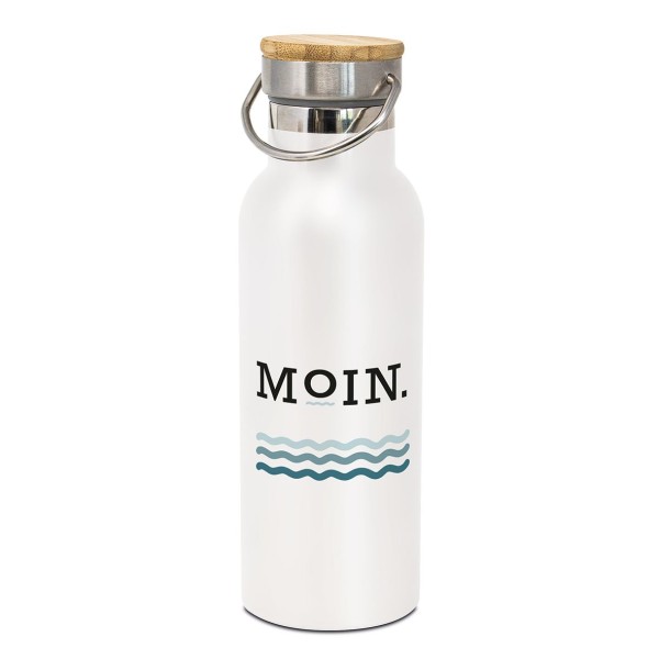Edelstahlflasche 'Moin' in Weiß 0,5l