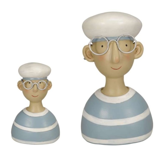 Maritime Figur / Büste Matrose mit Brille - in 2 Größen erhältlich
