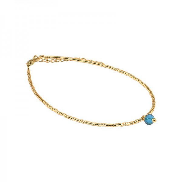Fußkette Biba gold mit blauer Perle