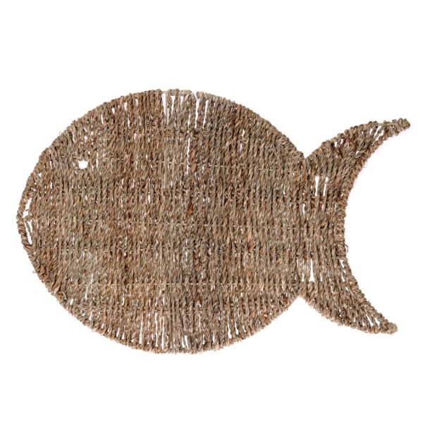 Platzset Fisch aus Metall/Stroh naturfarben