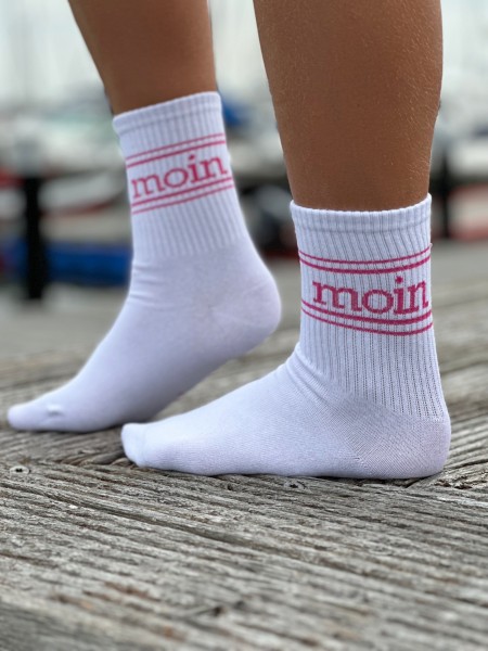 Socken Moin II weiß pink in zwei Größen
