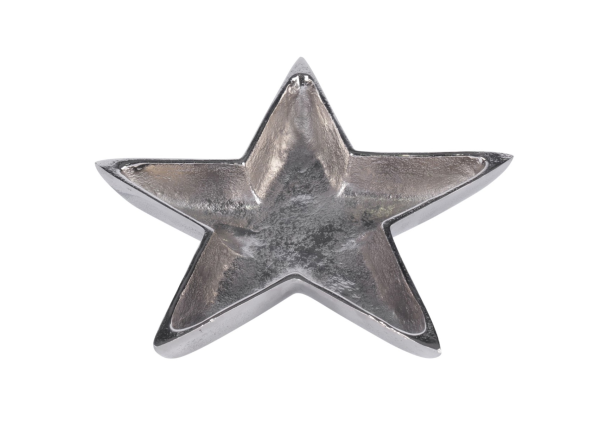 Dekoschale Stern aus Aluminium silberfarb. - klein