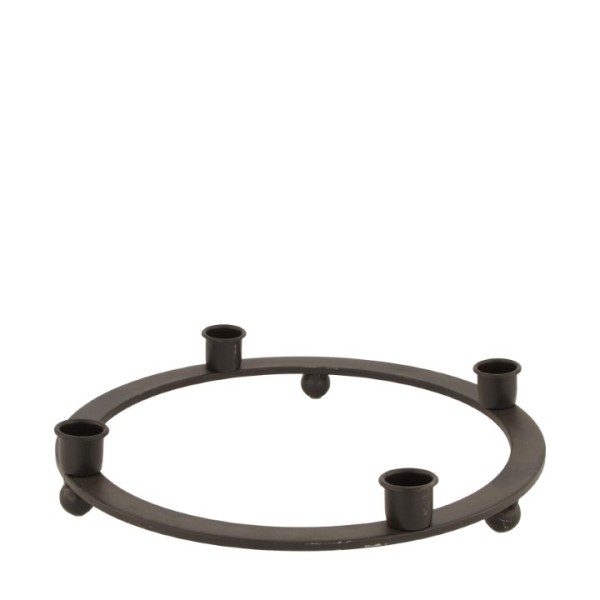 Kerzenhalter "Ring" aus Metall in schwarz für 4 Stabkerzen