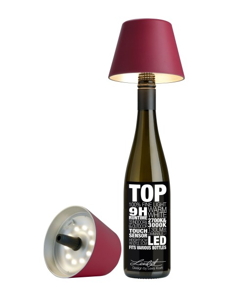 Sompex LED Flaschenschirm/Lampe mit Akku zum aufladen in bordeaux