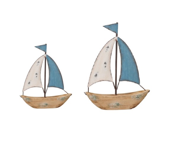 Dekoaufsteller Boot in Blau/Weiß in zwei Ausführungen