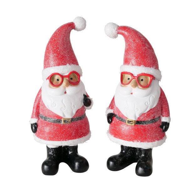Dekofigur Weihnachtsmann im rotem Glitzergewand in zwei Varianten
