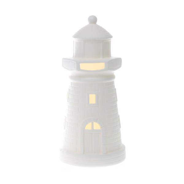 Maritimer LED-Leuchturm aus Porzellan - groß