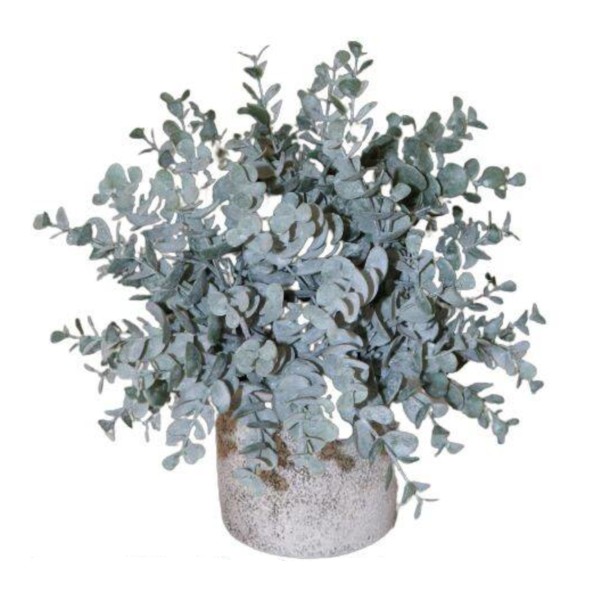 Topfpflanze Eukalyptus aus Kunststoff im Steintopf - H28cm