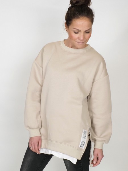 Sweater Zipper beige S/M und M/L
