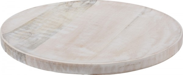 Servierplatte / Dekoteller rund aus Holz weiß gewischt 38cm