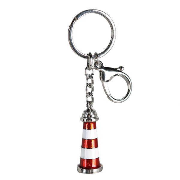 Maritimer Schlüsselanhänger Leuchturm rot/ weiß aus Metall