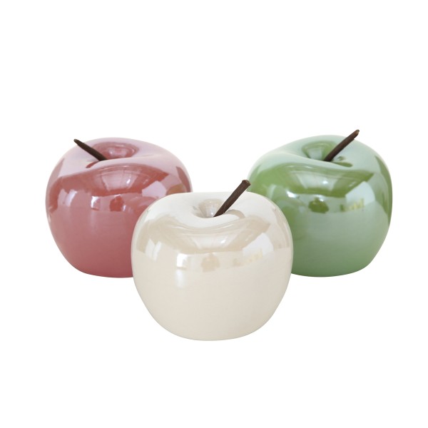 Dekoaufsteller Perly Äpfel im 3er Set rot/grün/weiß