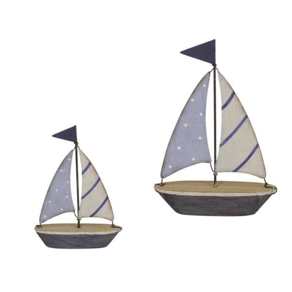 Segelboot mit Metallsegel/Mast auf Holz - in 2 Größen erhältlich